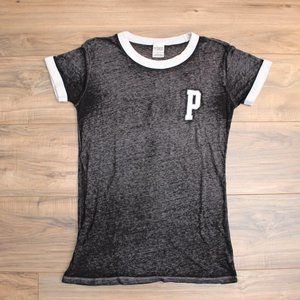PINK Victoria's Secret Lightweigh Gra Ringer Tee w/ White Trim XS